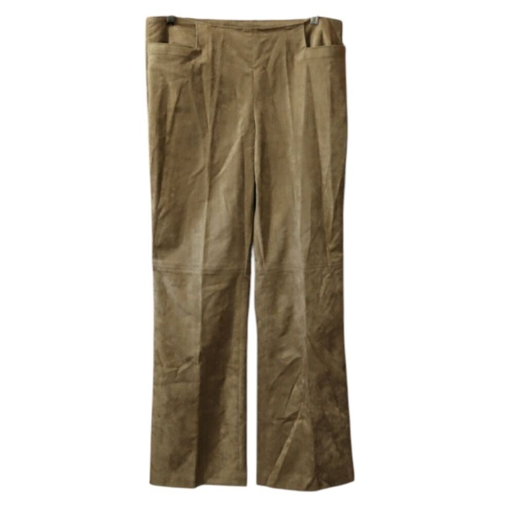 Liz Claiborne Tan Trousers  Relaxed Fit Wide Leg Michaela Faux Suede Pants  12